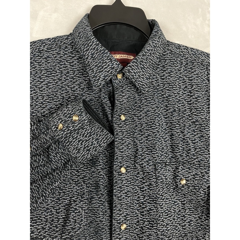 Cody James Western Shirt Mens XL Black White Pearl Snap Cotton Floral Excellent